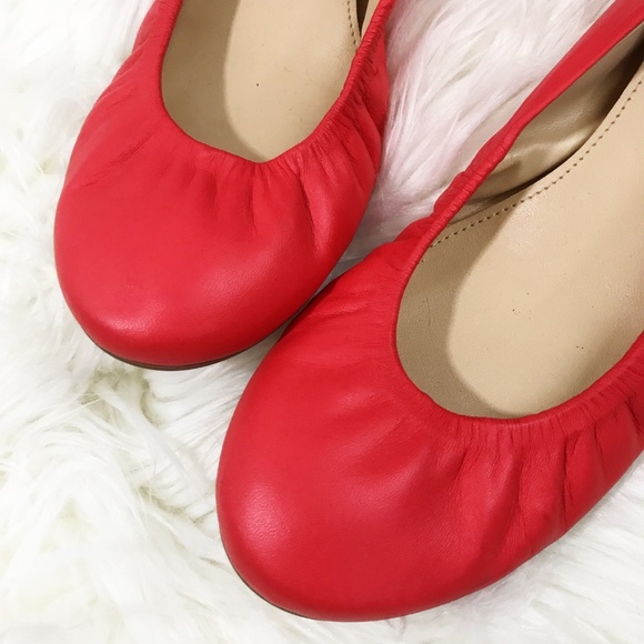 J. Crew : Poppy Red Leather Ballet Flats Size 8.5 - Picture 4 of 5